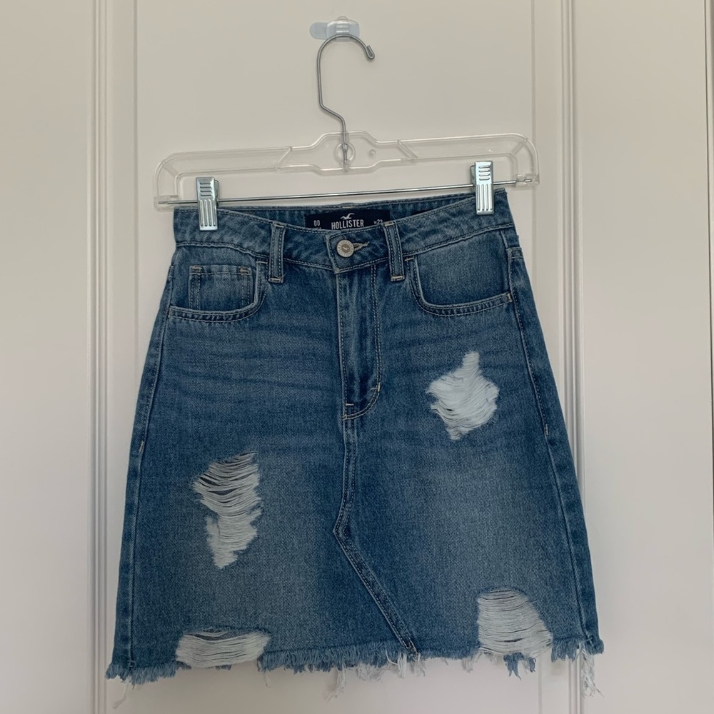 Ultra High Rise Hollister Light Wash Ripped Skirt